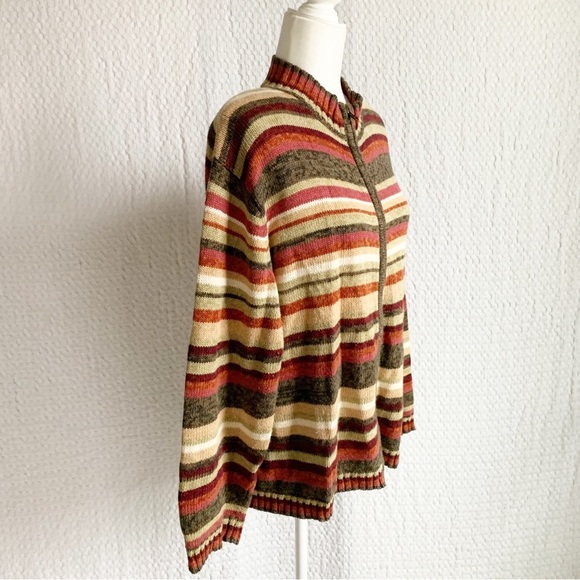 Tiara International Vintage Striped Zip Up Cottage Core Retro - Picture 4 of 12
